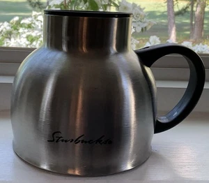 STARBUCKS 16 OZ. STAINLESS STEEL CHUBBY TRAVELER MUG WITH LID PREOWNED - Picture 1 of 3