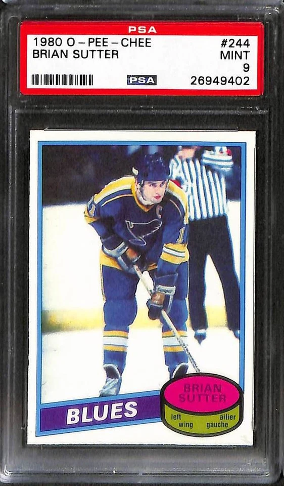 1980 O-Pee-Chee #244 Brian Sutter PSA 9 Mint 26949402  - Image 1 of 3