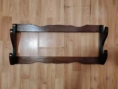 Vintage Gun or Sword Rack Wood Rifle Shotgun Firearm Display Case Shelf - Image 1 of 4