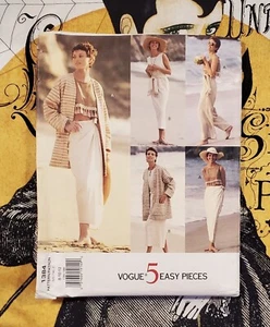 Vintage Nähmuster Vogue 5 einfache Teile 1384 Hose Rock Jacke Top Gr.8-12 Neu aus altem Lagerbestand - Bild 1 von 5