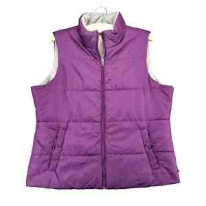 Made for Life Puffer Vest Womens Size L Purple Full Zip Pockets Sleeveless - Picture 1 of 13
