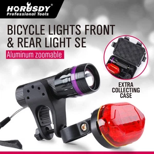 LED Bike Bicycle Front Head Light Headlight lamp + Rear Tail FLashlight Torch - Picture 1 of 13