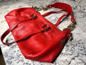 JUICEY COUTURE Vintage Handbag Y2K Red Leather Crown Gold Tone Chains Purse Bag - Picture 1 of 15