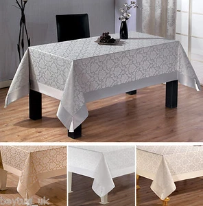 Large Luxury Polycotton Tablecloths in Grey, Beige, Cream and White 160 x 220CM - Picture 1 of 10