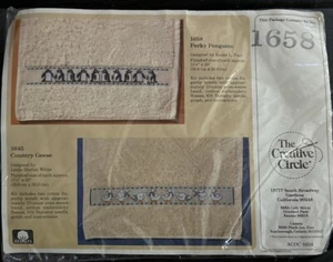 The Creative Circle Perky Penguins Counted Cross Stitch Fingertip Towel Kit 1658 - Picture 1 of 4