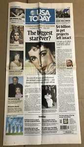 24. März 2011 ELIZABETH TAYLOR Gedenkausgabe - USA TODAY - 6 Seiten - Bild 1 von 7