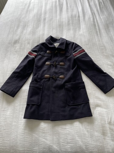 Splendido cappotto intelligente Gucci blu navy ragazze età 8 borsoni lana cashmere