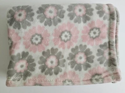Manta para bebé Baby Starters rosa gris floral blanco estampado de flores suave felpa encantadora Foto 1 de 4
