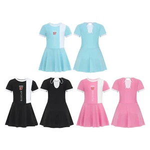 Girls Skirt Rash Guard Dress Short Sleeve Swimsuit Wetsuit Sunsuit Diving Pool - Picture 1 of 28