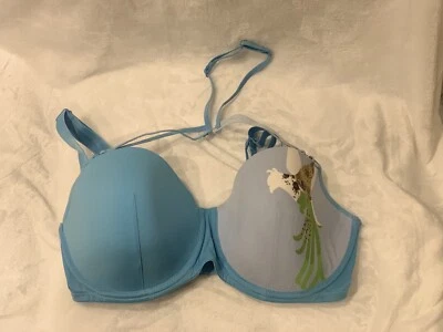 Marlies Dekers 无礼服文胸,蓝色带鸟设计和交叉带,尺寸 36F! — 第 1/4 张图片