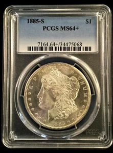 Blue Chip Quality 1885-S Morgan Silver Dollar PCGS MS64+ Awesome AM001 - Picture 1 of 2