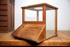 Antique Store Counter Candy Peanut Dispenser Glass Display Case wood cabinet VTG