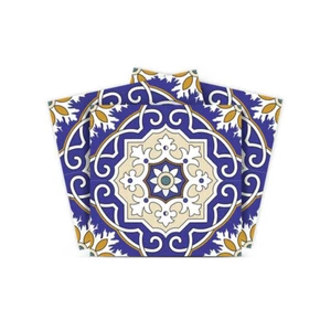 8" X 8" Blue White and Gold Mosaic Removable Tiles - Picture 1 of 10