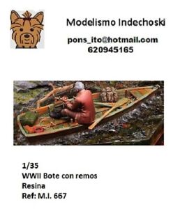 WWII barca madera con remos resina 1/35 rowboat paddles accesorios diorama