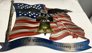 American Flag Laser Metal Art W/Eagle 17” X 21” Pride Of A Common Working People - Picture 1 of 8
