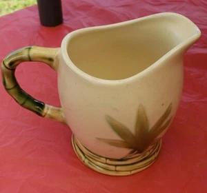 Roscher & Co. Bamboo Bay Collection stoneware pitcher creamer bamboo handle - Imagen 1 de 5