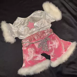 Build a Bear Workshop BABW Rosa y Blanco ROCK STAR Conjunto Camisa y Pantalones Borde de Piel - Imagen 1 de 9
