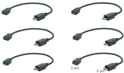 6x 1m Micro USB Cavo di Prolunga (5 Pin) Completamente Cablato, Doppio Schermato - Immagine 1 di 2