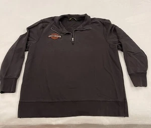 Harley Davidson Mens 2XL Slim Gray Quarter Zip Pullover Motorcycle Logo - Picture 1 of 9