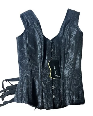 NWT Corset Story Corset Womens Size 28 Black Lace Floral Print Boned - Image 1 of 4