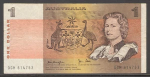 AUSTRALIAN PAPER BANKNOTE $1 1979 KNIGHT / STONE LAST PREFIX DGH FINE - Bild 1 von 2