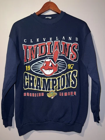VINTAGE 1997 CLEVELAND INDIANS GUARDIANS WORLD SERIES CREWNECK SWEATSHIRT medium Cover