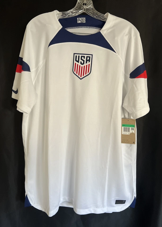 Nike Dri-Fit USMNT USA National Soccer 2022/23 Home White Jersey Mens 2XL
