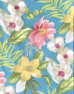 Mantel floral de franela de vinilo con orquídeas en flor de selva tropical tamaño variable - Imagen 1 de 5