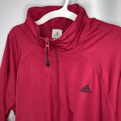 Adidas Chaqueta de Pista Mujer XL Rosa Rojo 3 Rayas Jogger Cortavientos Cremallera Reflectante Foto 1 de 4