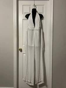 It’s Brand Plus Size 1x weißer leichter gefütterter Neckholder Overall. - Bild 1 von 12