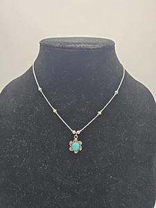 Sterling Silver And Opal Necklace 16 Inches - Picture 1 of 6