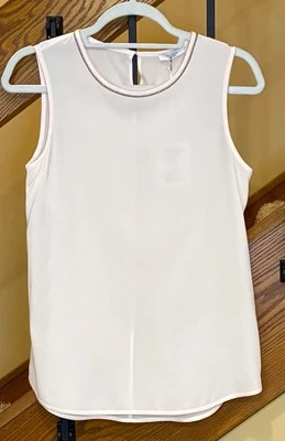 Blusa Peserico Seda Sin Mangas Cuello Cuentas Rosa Pálido Hecha en Italia Talla 4 US NUEVO CON ETIQUETAS Foto 1 de 4