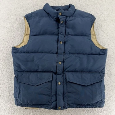 Chaleco de Plumón Woolrich Vintage BOXY Grande Azul Bronceado Puffer Aire Libre Senderismo Años 80 Foto 1 de 4