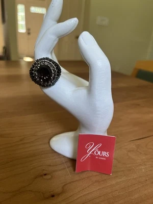 Anillo Yours by Loren de plata esterlina de cuarzo ahumado y espinela negra de 7,95 quilates - talla 9 Foto 1 de 4