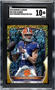 2022 Bowman University Chrome #42 Cade Klubnik SGC 10 RC Gold Shimmer Refractor - Picture 1 of 2