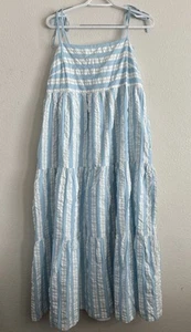 Seafolly Australia Cabana Tier Maxi  Dress- Powder Blue Large - Picture 1 of 10