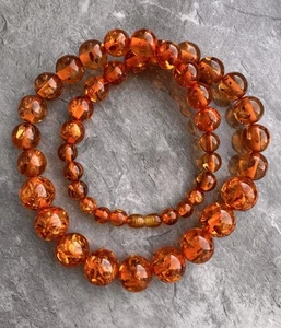 Natural Cognac Amber Necklace – Genuine Baltic Amber Beads with Unique Scales, 5 - Picture 1 of 8
