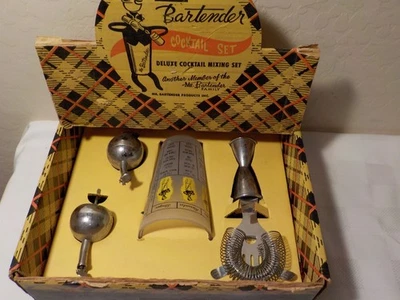 Juego de mezcla de cócteles vintage Mr. Bartender Deluxe en caja original. 5 piezas. BONITO Foto 1 de 4