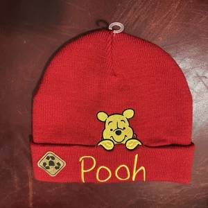 Disney Winnie Puuh rote Strickmütze Beanie bestickt Pooh Bär Unisex Einheitsgröße - Bild 1 von 3