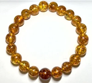 10mm Authentic Baltic Amber Beads Bracelet JY3766 - Picture 1 of 1