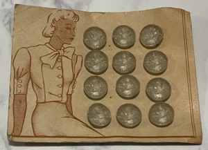 Vintage Clear Glass Buttons On Card 106-32 - Picture 1 of 4