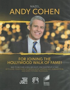 2022 Andy Cohen Hollywood Walk of Fame star PRINT AD Peacock TV #2 - Picture 1 of 1