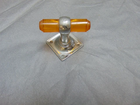 Vintage amber bakelite/pholenic & Chrome door handle Cover
