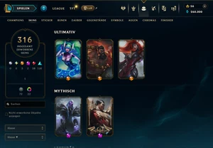 LoL Account EUW Titel: Top-Diff/Aram-Gott 316 skins alle Champs 225Myth.Essenzen - Bild 1 von 24