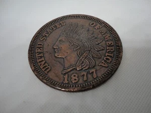 US large 3 inches, 1877 Indian Head one cent paperweight - Picture 1 of 2