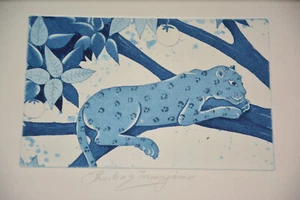 Francis Patrick IMANJAMA (1959) aguafuerte, leopardo - Imagen 1 de 5