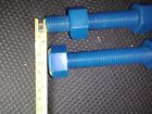 Lot 2) 3/4-10 x 5"  SJF B7ZN Blue Coated Threaded Rod Stud, 2HZN 01SA Nuts