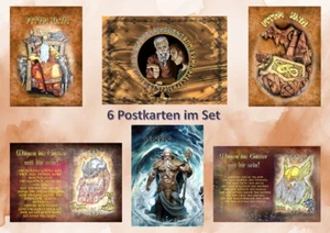 6 Postkarten Magie Nordische Mythologie Wikinger Viking Thor Odin Njörd Runen - Bild 1 von 8