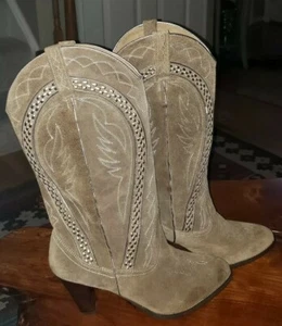 VERY VOLATILE Suede Women's RYDER Western Boots Khaki Sz. 10 Medium brown tall - Picture 1 of 11