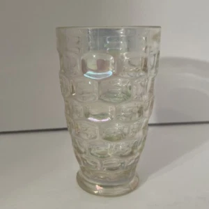 (1) Federal Yorktown Iridescent Thumbprint Glass Tumbler 10oz MCM Vintage Clear - Picture 1 of 17